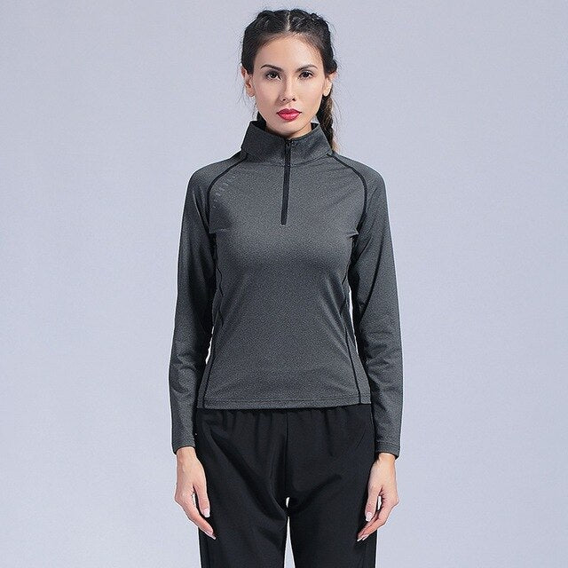 Yoga Fitness Zipper Reflective Shirts Long Sleeve Running jacket Gym Women 2019 Top Quick-drying Female Breathable Tee