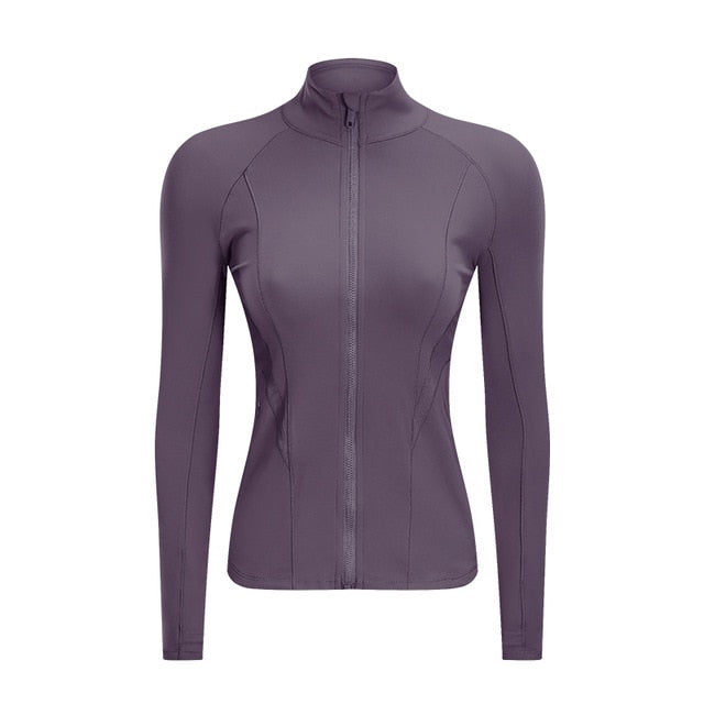 Raibaallu double-sided worsted yoga jacket stretch zipper fitness thread sports jacket for women autumn and winter