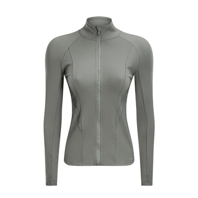 Raibaallu double-sided worsted yoga jacket stretch zipper fitness thread sports jacket for women autumn and winter