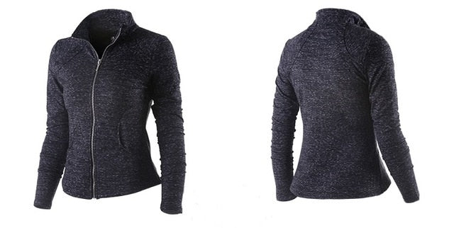U Women's Sports Jacket Stand Collar Ruched Outerwear Sportswear Ladies Shirt Running Yoga Fitness Zipper Sweater Upperwear