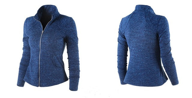 U Women's Sports Jacket Stand Collar Ruched Outerwear Sportswear Ladies Shirt Running Yoga Fitness Zipper Sweater Upperwear