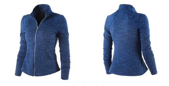 U Women's Sports Jacket Stand Collar Ruched Outerwear Sportswear Ladies Shirt Running Yoga Fitness Zipper Sweater Upperwear