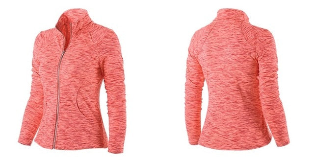 U Women's Sports Jacket Stand Collar Ruched Outerwear Sportswear Ladies Shirt Running Yoga Fitness Zipper Sweater Upperwear