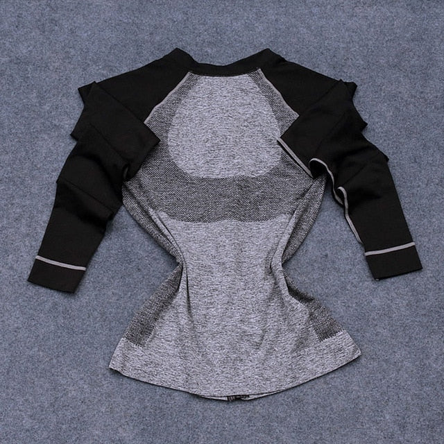 BESGO Spring Autumn Women Sports Jacket Fitness Long Sleeve Zipper Jacket Silm Coat Thumbhole Women Yoga Jacket Running shirts
