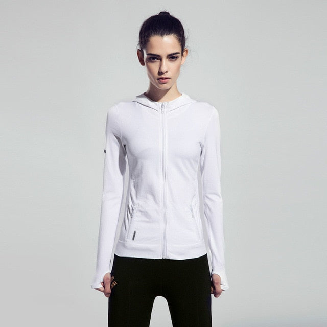 Colorvalue Running Jacket Jersey Women Windproof Hooded Sport Coat Outwear Full Zipper Fitness Yoga Gym Sweatshirt with Pocket